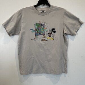 Uniglo x Disney Mickey Mouse S Harrington Art Beige Men'sT-Shirt Psychedelic S